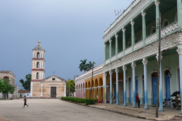 Op het centrale plein van Remedios, Cuba